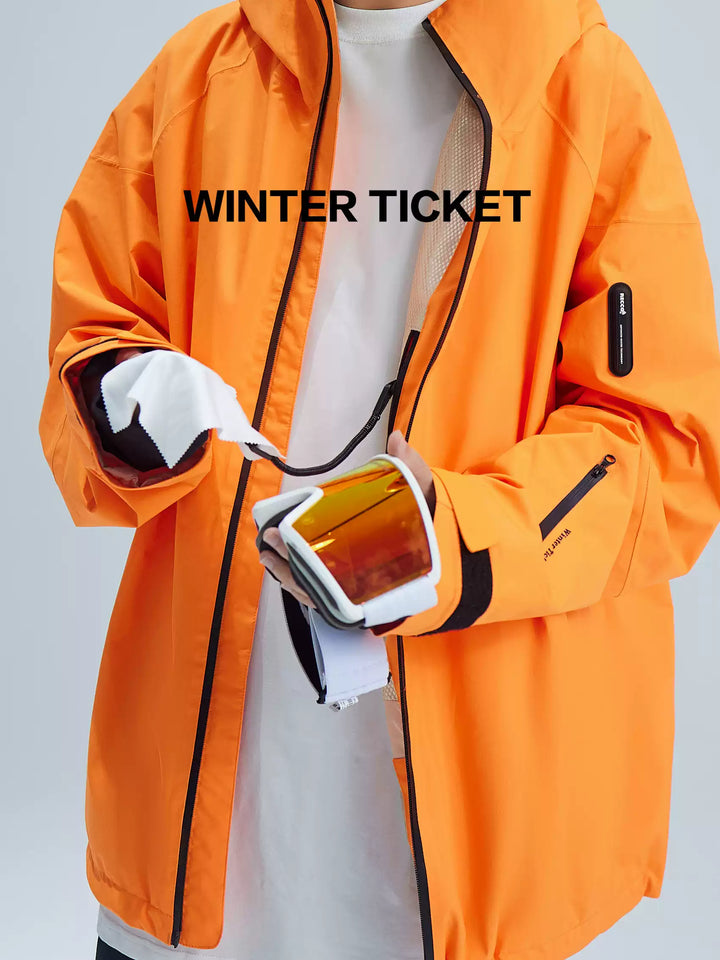 Winter Ticket Orange Oversized 3L Waterproof Snow Jacket