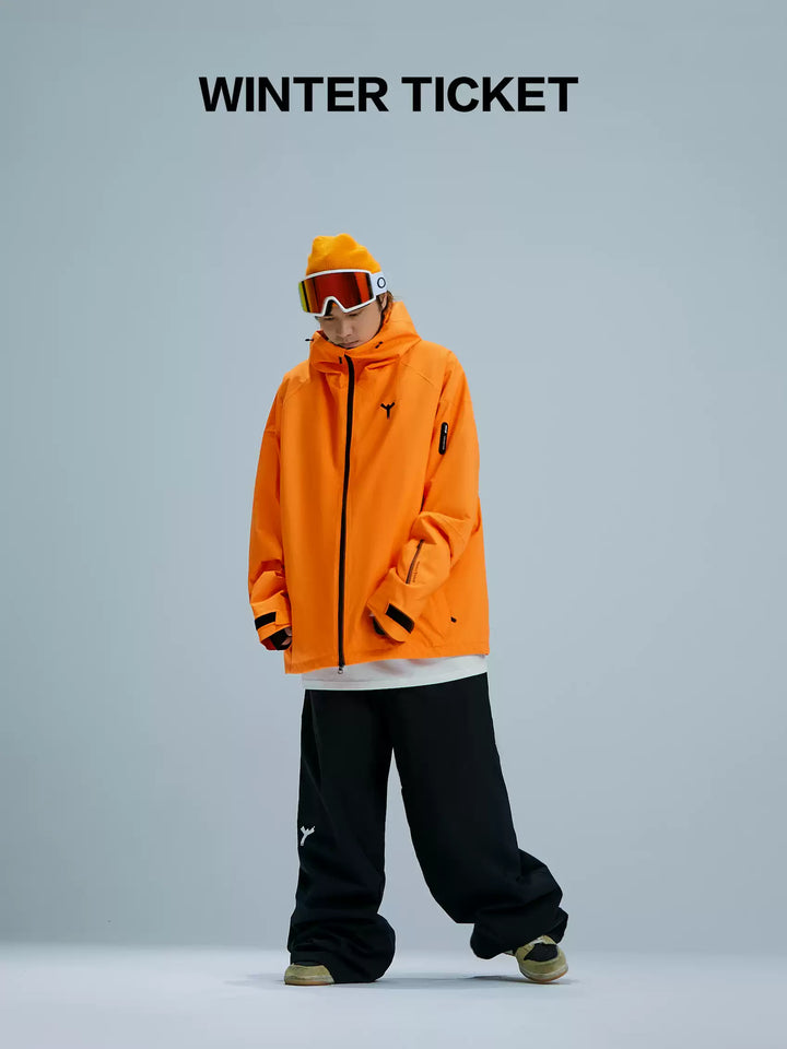 Winter Ticket Orange Oversized 3L Waterproof Snow Jacket