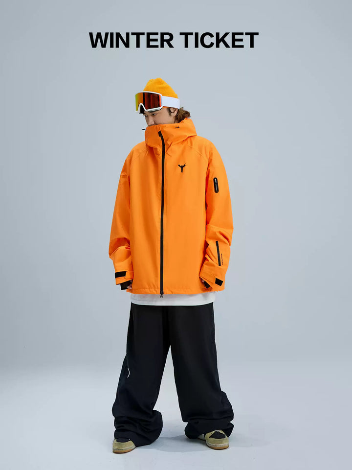 Winter Ticket Orange Oversized 3L Waterproof Snow Jacket